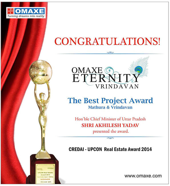 Our township project at Vrindavan, ‘Omaxe Eternity’, won the Best Project Award at the CREDAI-UPCON Real Estate Award 2014