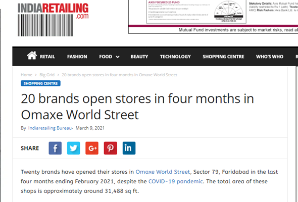 Omaxe World Street article 
