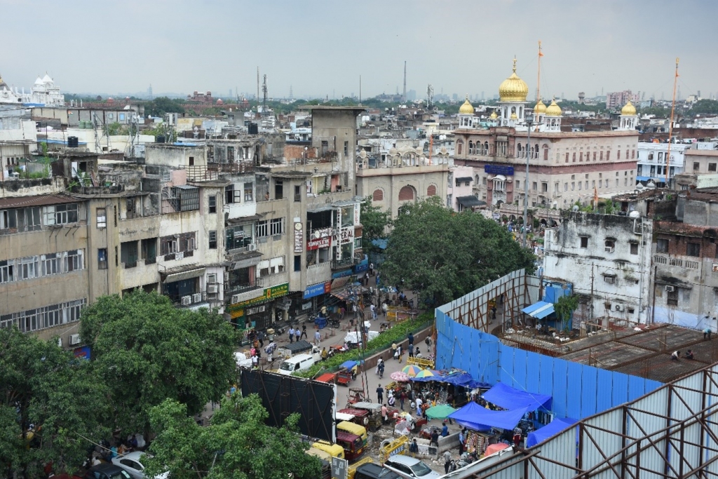 view from the chandni chowk multilevel parking 