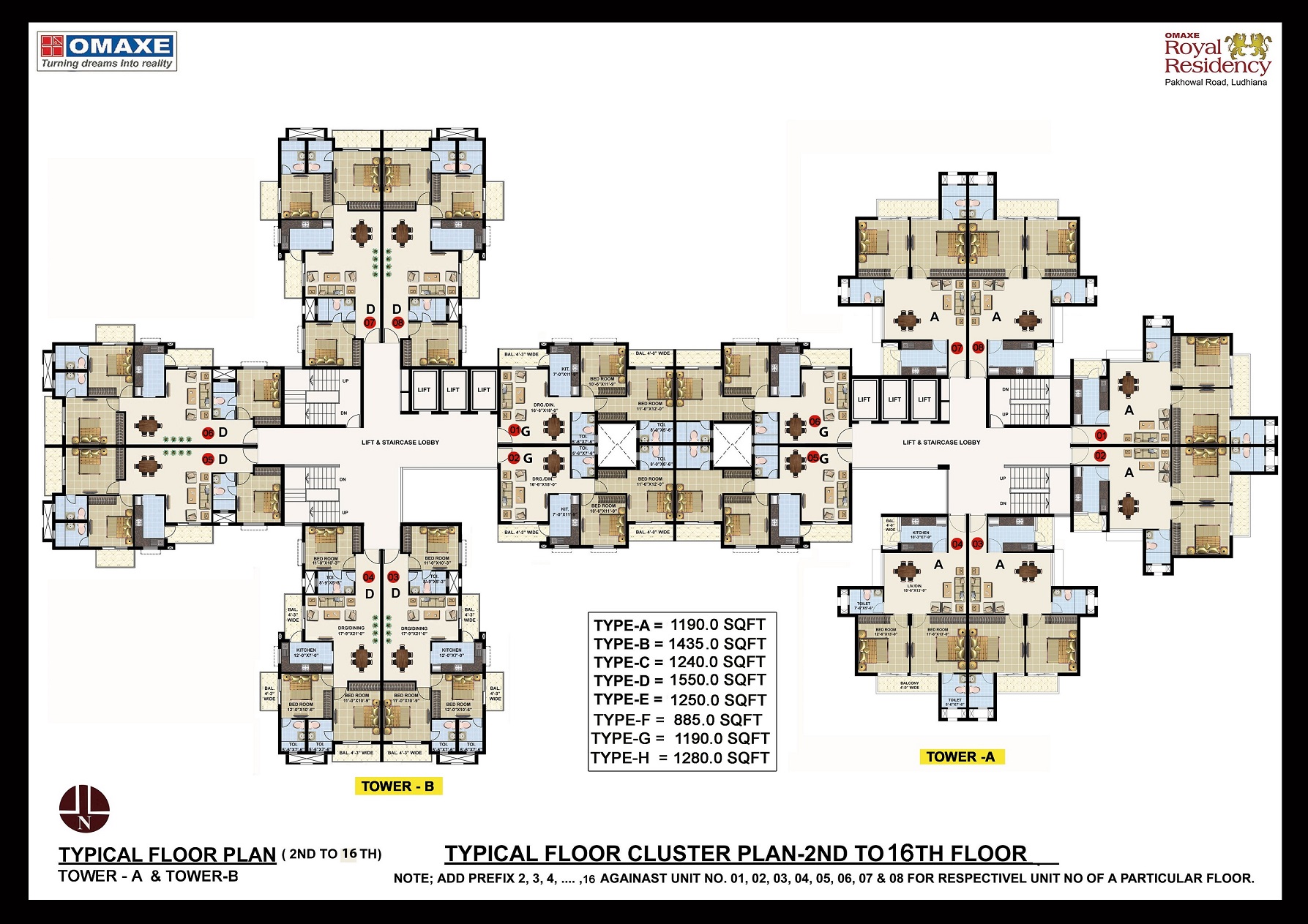 Twin Tower 2nd to 16th Floor Plan