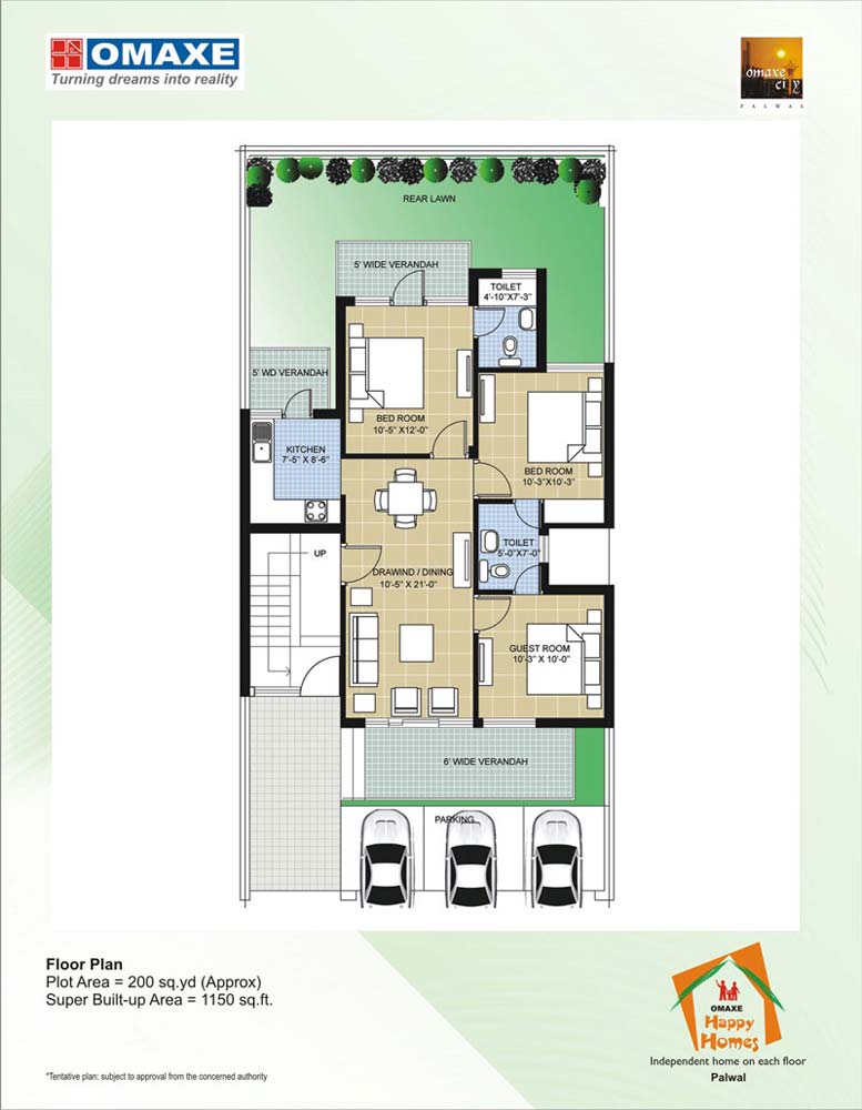 2BHK+Guest Room Happy Homes