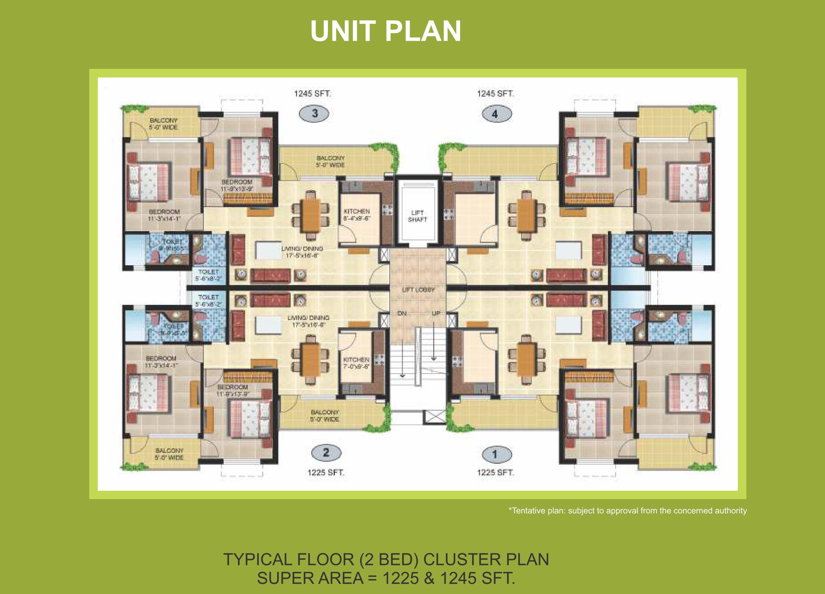 Typical 2 BHK Cluster Plan