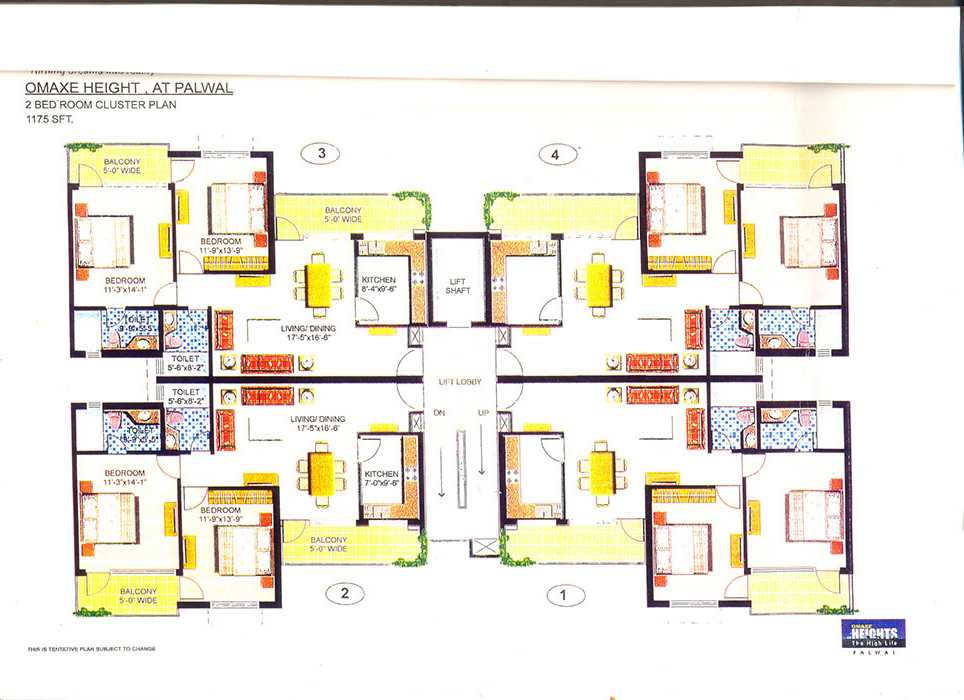 2BHK Cluster Plan Omaxe Heights Palwal